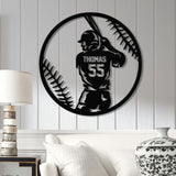 Custom Baseball Metal Wall Art LED Light, Personalized Softball Player Name Sign Home Decor, Boy Room Decor, Nursery Name Sign