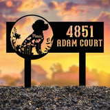 Custom Floral Dog Metal Address Stake, Personalized House Number Sign, Address Plaque, Dog Decor, Front Door Sign, Dog Lover Gifts