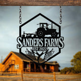 Custom Farm Sign with Tractor, Corn Farming Sign, Personalized Farm Tractor Name Sign, Home Decor Farm Truck, Gift For Farmer