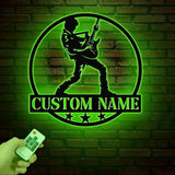 Personalized Guitarist Musician Name Metal Sign with Led Lights, Custom Guitar Metal Sign, Guitar Studio Sign, Gift for Guitarist