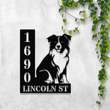 Personalized Australian Shepherd House Number, Pet Home Number Metal Wall Sign, Animal Outdoor House Address Sign, Dog Home Address Sign