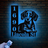 Personalized Dachshund Dog House Number, Pet Home Number Metal Wall Sign, Animal Outdoor House Address Sign, Dog Home Address Sign