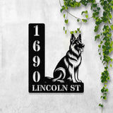 Personalized German Shepherd Dog House Number, Pet Home Number Metal Wall Sign, Animal Outdoor House Address Sign, Dog Home Address Sign
