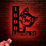 Custom Cat House Numbers Metal Sign Wall Art with Led Light, Metal Address Sign, Modern House Numbers, Front Porch Decor, Cat Lovers Gifts