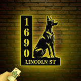 Personalized Doberman Dog House Number, Pet Home Number Metal Wall Sign, Animal Outdoor House Address Sign, Dog Home Address Sign