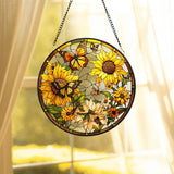 Sunflower Glass Suncatcher, Sunflower Stained Glass Hanging, Flower Garden Gift Home Decor, Birthday Gift, Window Hanging, Mother's Day Gift