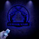 Personalized Crossed Anaconda Metal Sign witth Led Light, Custom Armory Name Sign, Man Cave Decor, Veteran Gift, Gift for Him