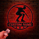 Personalized Custom Name Skate Metal Wall Art with Led Light, Custom Skateboard Name Sign, Nursery Decor, Skating Sign, Kid Room Decor
