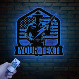 Custom US Lineman Metal Wall Art with LED Light, Personalized Electrical Worker Name Sign, Electrician Home Decor, Birthday Gifts, Dad Gifts