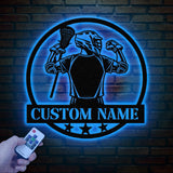 Custom Lacrosse Metal Wall Art LED Light, Personalized Lacrosse Player Name Sign Home Decor, Lacrosse Lover Home Bedroom Wall Art