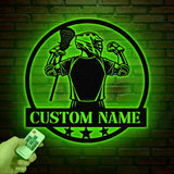 Custom Lacrosse Metal Wall Art LED Light, Personalized Lacrosse Player Name Sign Home Decor, Lacrosse Lover Home Bedroom Wall Art