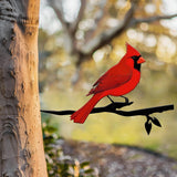 Cardinal Metal Bird Yard Garden Art, Metal Yard Art, Tree sign, Memorial Sign, Bird Lover Gifts, Patio Decor, Christmas Gifts