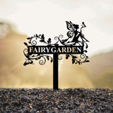 Custom Fairy Metal Garden Sign, Flower Garden Sign, Fairy Garden Stake, Outdoor Garden Yard Decor, Metal Fairy Garden Art, Gardener Gift