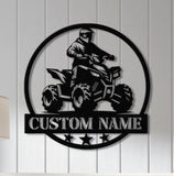 Custom ATV Rider Metal Wall Art LED Light, Personalized Quad Biker Name Sign, All Terrain Vehicle ATV 4 Wheels Home Decor, Rider Decoration