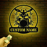 Custom Drummer Metal Sign, Drummer Wall Art LED Lights, Personalized Drum Player Name Sign, Drum Music Room Decor, Kids Nursery Decoration