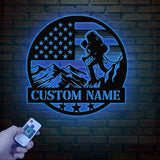 Custom US Mountain Climber Metal Wall Art LED Light, Personalized Mountain Climbing Sign, Hiking and Outdoor Enthusiast Gift, Home Decor