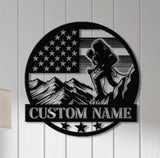 Custom US Mountain Climber Metal Wall Art LED Light, Personalized Mountain Climbing Sign, Hiking and Outdoor Enthusiast Gift, Home Decor