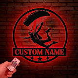 Custom Powered Parachute Metal Sign With LED Lights, Personalized Skydiving Metal Sign, Skydiver Metal Light, Parachute Led Light