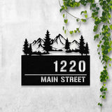 Custom Mountain Forest Address Sign, Metal House Number Sign, Personalized Address Plaque, Street Name Sign, Front Door Sign, New Home Gift