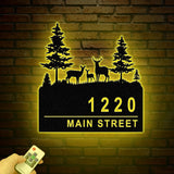 Deer Address sign with Pine tree, Metal Deer Sign, Deer Yard sign, Address Sign, Deer Ranch Family Name Sign, Yard Address sign