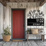 Custom Flower Metal Address Sign, Address Plaque, House Number Plaque, Address Number Sign, Metal House Number Sign, Front Porch Sign