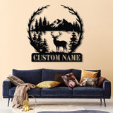 Personalized Deer Metal Cabin Sign with Led Lights, Custom Deer Forest Metal Sign, Last Name Sign, Deer Sign, Cabin Sign, Gift for Dad
