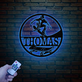 Personalized Name Skate Metal Wall Art with Led Light, Custom Skateboard Name Sign, Nursery Decor, Skating Sign, Kid Room Decor