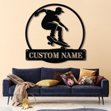 Personalized Name Skate Metal Wall Art with Led Light, Custom Skateboard Name Sign, Nursery Decor, Skating Sign, Kid Room Decor