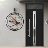 Custom Dragonfly Garden Metal Sign, Dragonfly Yard Stake, Personalized Garden Decor, Custom Garden Name Sign, Dragonfly Yard Art