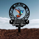 Personalized Hummingbird Memorial Garden Stake, Metal Garden Marker, Cemetery Decoration, Grave Marker, Memorial Gift, Sympathy Gift