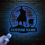 Western Riding Cowboy Metal Sign with Led Lights, Horse Lover Gift, Ranch Sign, Personalized Rodeo Name Sign, Cowboy Wall Art