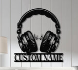 Personalized Headphones Metal Wall Sign, Custom Earphones Metal Art, Decor for Music Lovers, Gifts for Recording Studios, Musical Wall Art