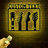 Custom Guitar Metal Wall Art With Led Lights, Personalized Guitar Metal Sign Music Room Decor, Guitarist Gift, Guitar Lover Gifts