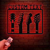 Custom Guitar Metal Wall Art With Led Lights, Personalized Guitar Metal Sign Music Room Decor, Guitarist Gift, Guitar Lover Gifts