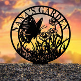 Custom Floral Butterfly Garden Sign, Personalized Name Garden Stake, Metal Garden Sign, Gardener Name Sign, Gardener Gift, Yard Decor