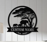 Custom Elephant Sign Metal Wall Sign, Personalized Elephant Sign Metal Wall Art, Metal Wall Decor, Elephant Lover Gifts, Nursery Sign