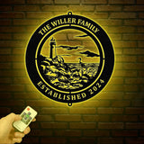 Personalized Lighthouse Metal Sign, Custom Lighthouse Name Sign, Beach House Decor, Harbor Sign, Lighthouse Metal Wall Art, Coastal Decor