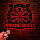 Custom LED Dartboard Metal Sign - Personalized Dart Player Name Wall Art - Game Room Decor - Sports Wall Hanging for Home