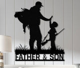 Personalized Dad and Son Hunting Metal Sign Wall Art with Lights, Hunting Lover Sign, Fishing Metal Decor, Father's Day Gifts, Gift for Him