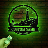 Personalized Lighthouse Metal Sign: Coastal Beach House Decor