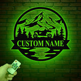 Custom Name UTV Metal Sign with Led Lights, Personalized Off-Road Adventure Sign, Side by Side LED Wall Art, Mountain UTV Sign