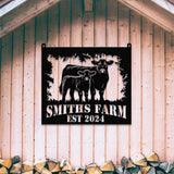 Custom Metal Cow Calf Farm Sign, Personalized Farmhouse Sign, Metal Farm Name Sign, Ranch Sign, Cow and Calf Sign, Barn Gate Plaque