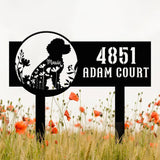Custom Floral Dog Metal Address Stake, Personalized House Number Sign, Address Plaque, Dog Decor, Front Door Sign, Dog Lover Gifts
