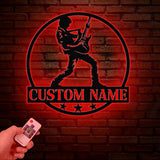 Personalized Guitarist Musician Name Metal Sign with Led Lights, Custom Guitar Metal Sign, Guitar Studio Sign, Gift for Guitarist