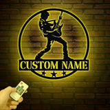 Personalized Guitarist Musician Name Metal Sign with Led Lights, Custom Guitar Metal Sign, Guitar Studio Sign, Gift for Guitarist