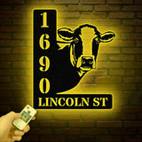 Custom Metal Cow Address Sign, Personalized FarmHouse Decor, Exterior Home Address Sign, Country Lover Gifts, Housewarming Gift