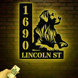 Personalized Golden Retriver Dog House Number, Pet Home Number Metal Wall Sign, Animal Outdoor House Address Sign, Dog Home Address Sign