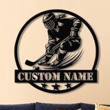 Personalized Girl Ice Hockey Metal Wall Art LED Light, Custom Hockey Player Stick Sign, Sports Wall Art, Gift for Hockey Lovers