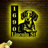 Personalized Dachshund Dog House Number, Pet Home Number Metal Wall Sign, Animal Outdoor House Address Sign, Dog Home Address Sign