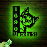 Custom Cat House Numbers Metal Sign Wall Art with Led Light, Metal Address Sign, Modern House Numbers, Front Porch Decor, Cat Lovers Gifts